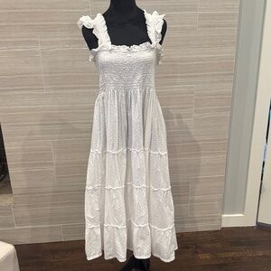 Hill House White Ruffle Strap Dress